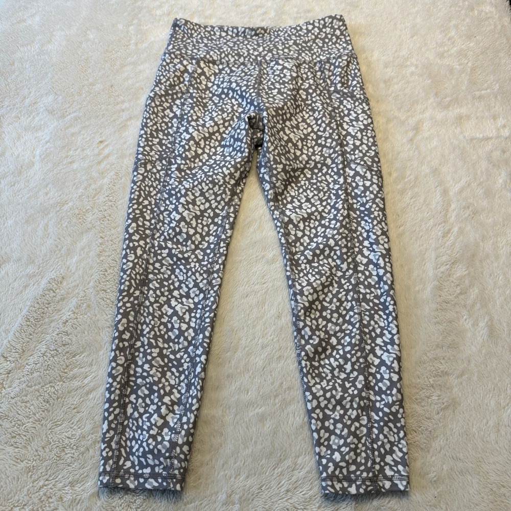 Balance Collection Womens L Beige Animal Print High Waisted Pocket Leggings